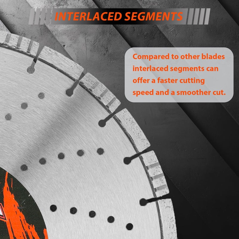 ORIXTREME 12 Inch Laser Welded Diamond Concrete Saw Blade, Combined Segmented General Purpose Blade Dry/Wet Cutting Concrete, Reinforced Concrete, Masonry, Brick, Block,1"-20mm Arbor - Image 4